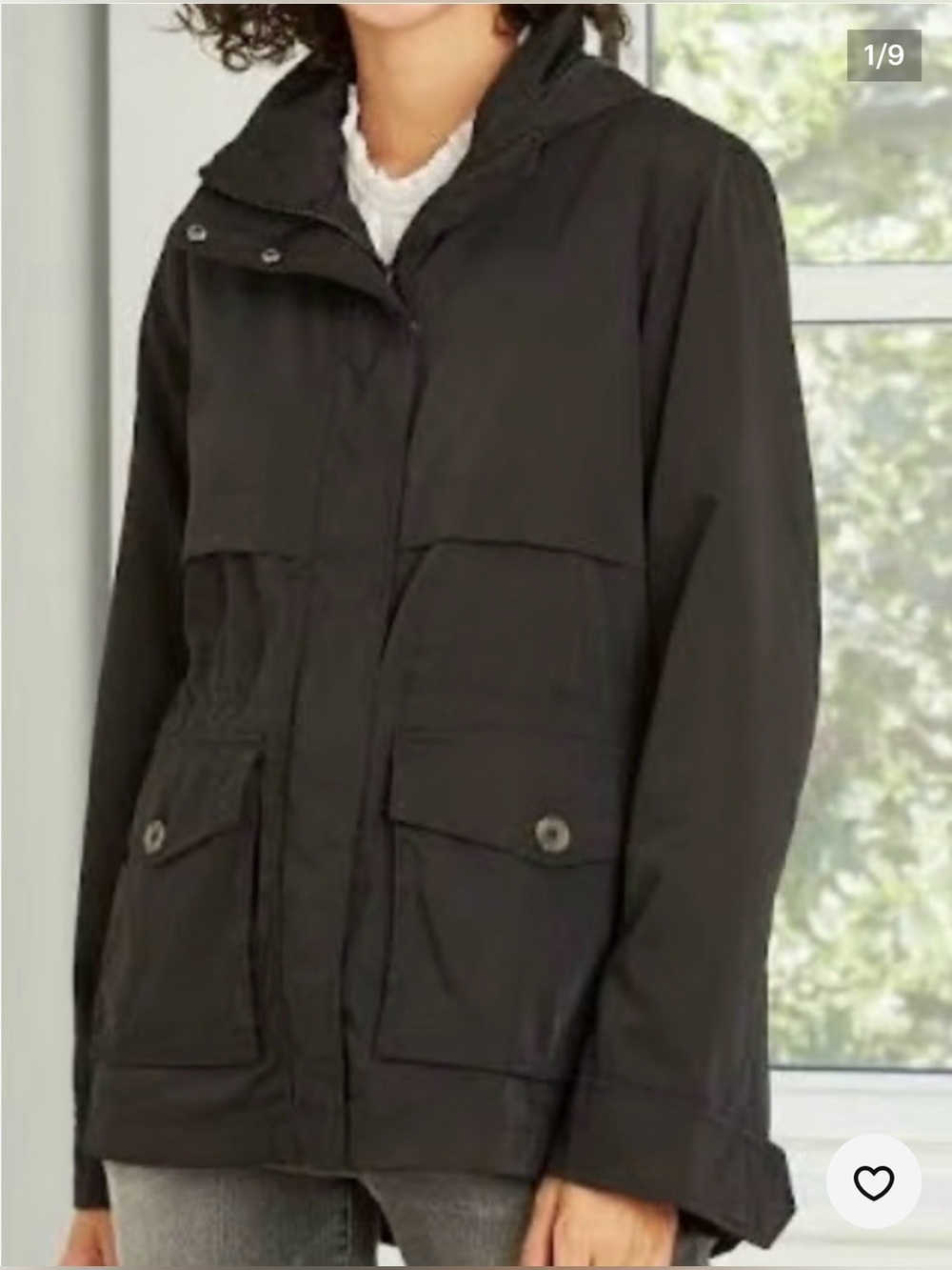 Universe Thread Women's Medium Black Hooded Field Coat/Jacket Water Lightweight